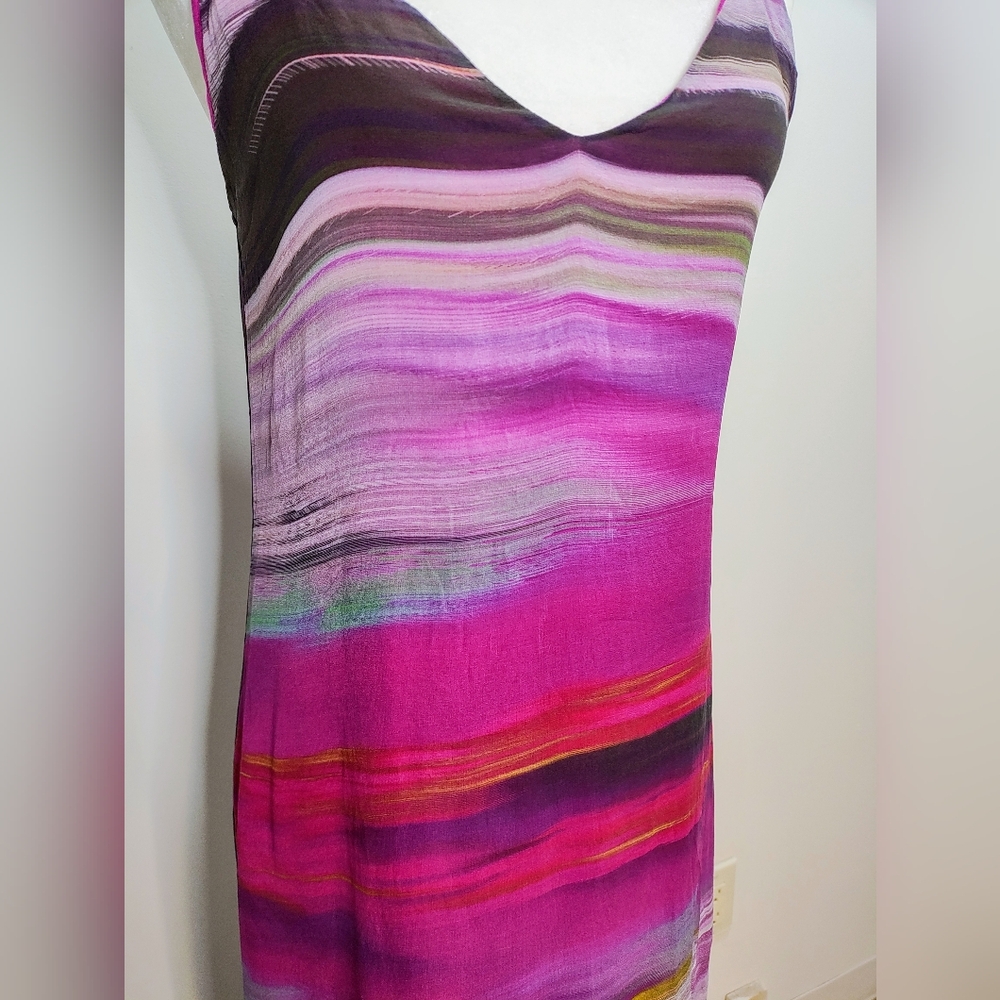 Rory Beca 100% Silk Maxi Abstract Print Resort Colorful California Beachy Dress - Picture 5 of 11